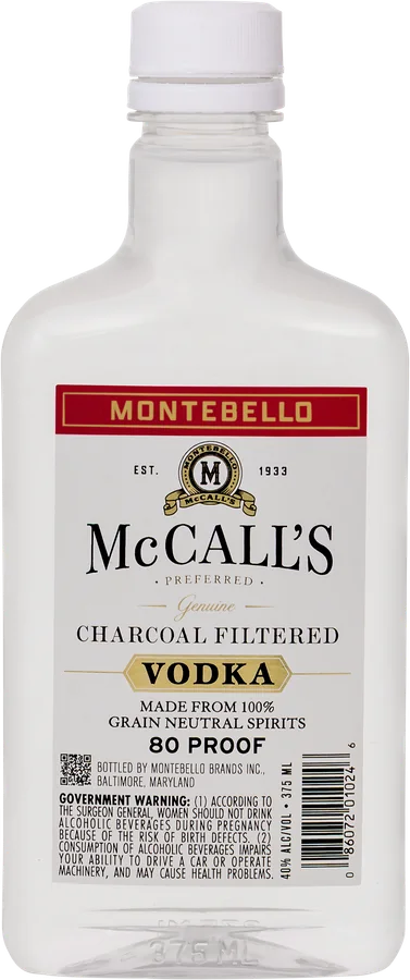 McCall’s Charcoal Filtered Vodka, 375 ml, refreshed label