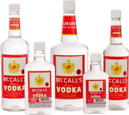 McCall’s Charcoal Filtered Vodka, family photo, previous label
